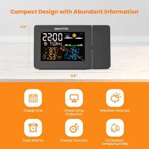 SMARTRO SC91 Projection Alarm Clock with Weather Station & Thermometer