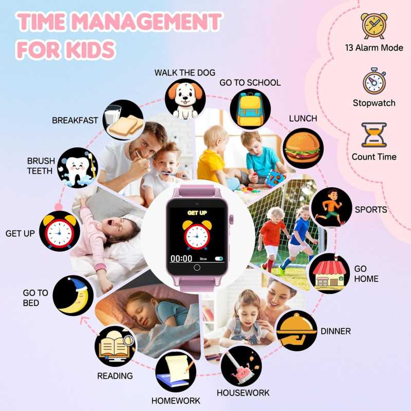 Montre Enfant Fille 5-12 ans : Caméra, Jeux, Cadeau Noël