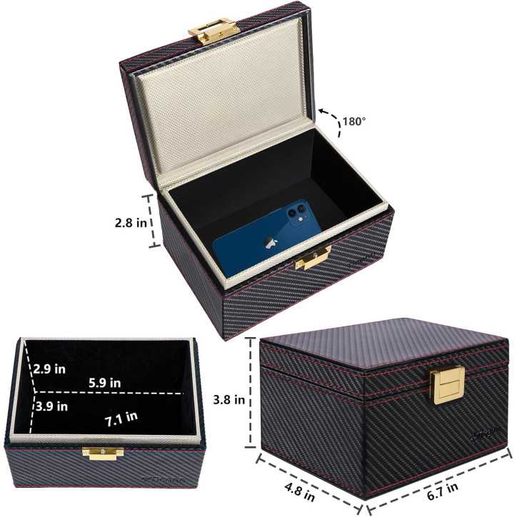 TICONN Faraday Box Carbon Fiber Car Key Fob Signal Blocker RFID Keyless Fob Protector Pouch Cage