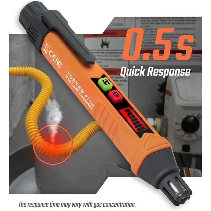 PT199 Portable Natural Gas Leak Detector with Audible & Visual Alarm for Methane & Propane – Includes 2 Batteries