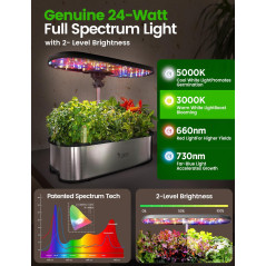 LetPot LPH-SE Smart Hydroponics Garden Kit, 12 Pods, WiFi & APP Controlled, 24W LED, 5.5L Tank, Timer