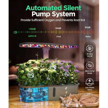 LetPot LPH-Air Smart Hydroponic Garden Kit, WiFi & APP Controlled, 24W Full Spectrum Light, 10-Pod Indoor Planter