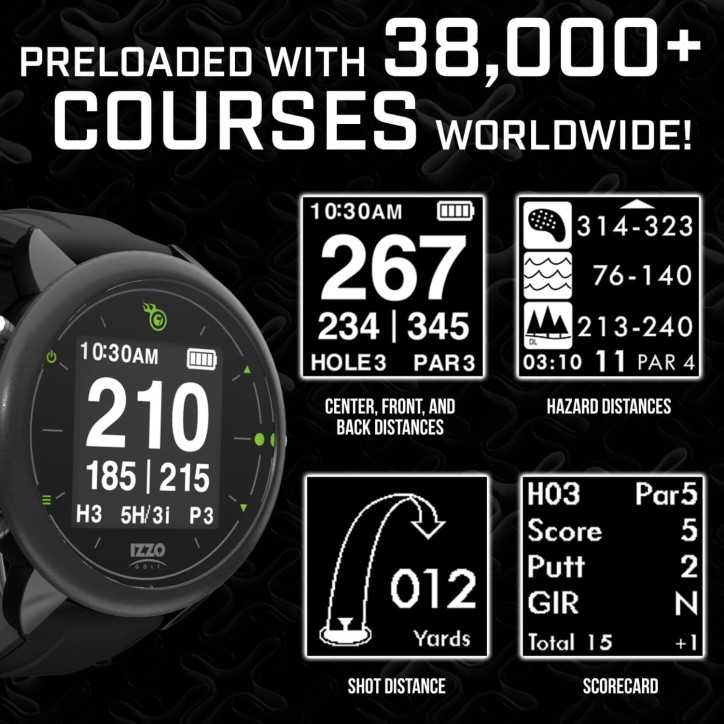 Montre GPS Golf Izzo Swami avec Suggestions Personnalisées de Clubs Montre GPS Golf Izzo Swami avec Suggestions Personnalisées de Clubs