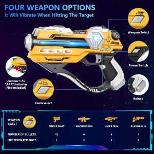Laser Tag Guns Set of 2 with LED Score Display Vests, Fun Birthday Gift for Kids Ages 6+ Teens & Adults