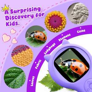 Kids Mini Pocket Microscope - STEM Science Toy for Ages 5-12 (Purple)