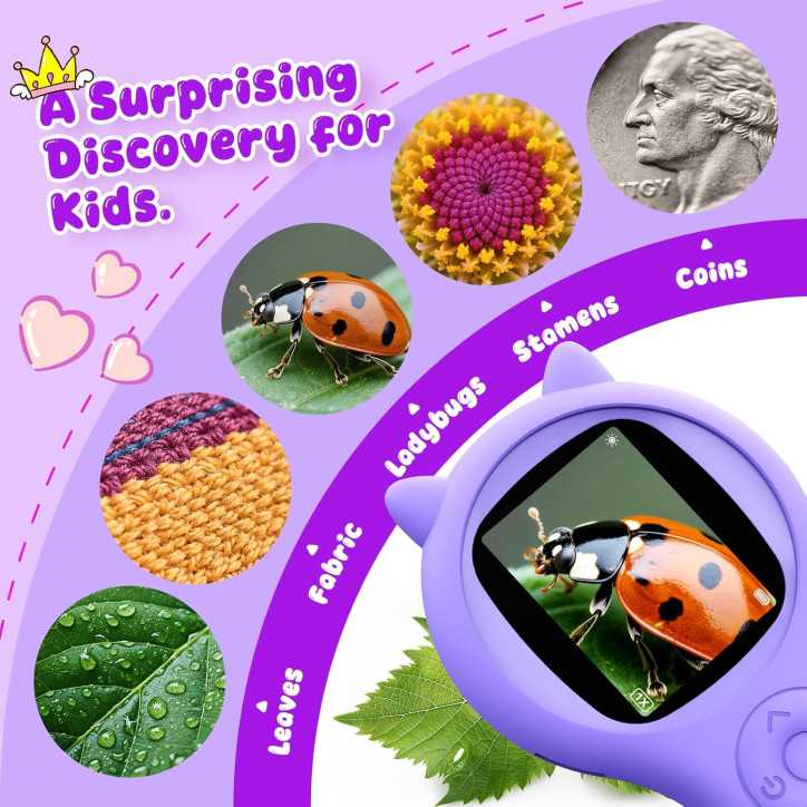 Microscope Portable Mini pour Enfants - Jouet Éducatif STEM Cadeau Anniversaire Noël Filles 5-12 Ans (Violet) Microscope Portable Mini pour Enfants - Jouet Éducatif STEM Cadeau Anniversaire Noël Filles 5-12 Ans (Violet)