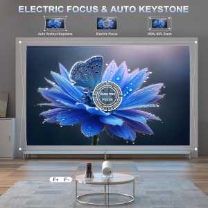 Mini Portable 4K WiFi 6 BT 5.2 Projector Full HD, Auto Keystone, 180° Rotation, Built-in App, for Phone/PC/TV/PS5