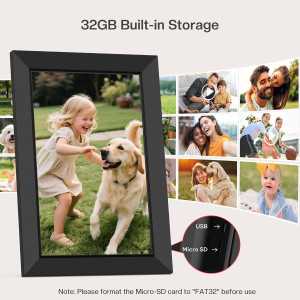 Frameo Cadre Photo Numérique 10,1 WiFi HD IPS Tactile 32 Go Partage Mobile & Auto-Rotation Mural