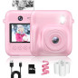 Appareil Photo Instantané Enfant 48MP Selfie 1080P avec Impression, Carte 32GB, Papier, Rose Appareil Photo Instantané Enfant 48MP Selfie 1080P avec Impression, Carte 32GB, Papier, Rose