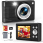 2025 Kids Digital Camera 56MP FHD 1080P, 16x Zoom, Anti-Shake, Face/Smile Detect, 32GB Card, Black