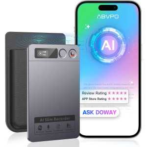AI Voice Recorder with Noise Cancellation, Transcription & Summarization, 152 Language Support, 64GB Gray