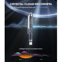 Enregistreur Vocal 64GB 7200h Type-C, Activation Vocale, Réduction de Bruit IA, Stockage 90 Jours