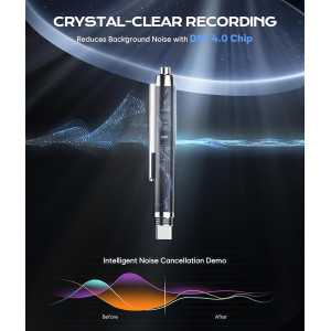 Enregistreur Vocal 64GB 7200h Type-C, Activation Vocale, Réduction de Bruit IA, Stockage 90 Jours