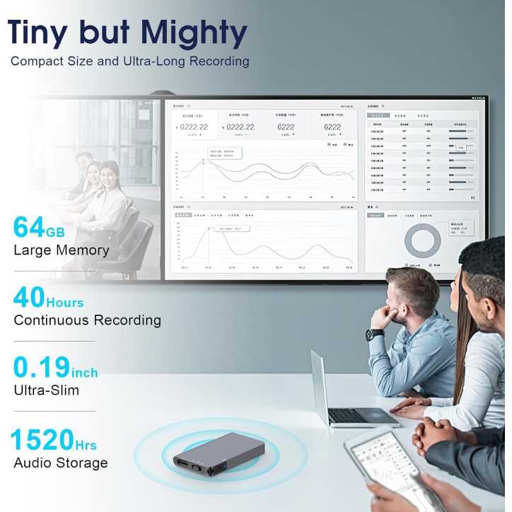 64GB Digital Voice Recorder - 40H Continuous, Voice Activated, AI Noise Reduction for Lectures & Meetings 64GB Digital Voice Recorder - 40H Continuous, Voice Activated, AI Noise Reduction for Lectures & Meetings