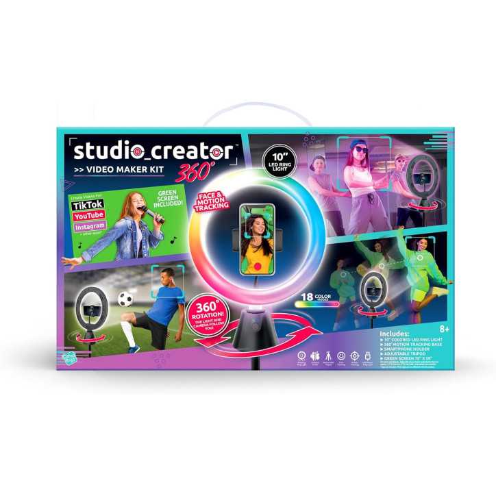 Canal Toys Studio Creator 360 Video Maker Kit with Green Screen, Tripod, Face & Motion Tracker, 10 Light Ring