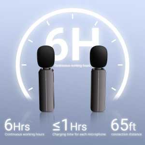 2 Pack Wireless Mini Lavalier Mics for iPhone & Android – 65ft Range