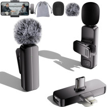 2 Pack Wireless Mini Lavalier Mics for iPhone & Android – 65ft Range