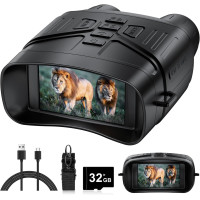4K Night Vision Goggles with 3” HD Screen, 5000mAh Battery & 32GB Card for Camping & Security - Black