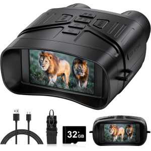 Jumelles Vision Nocturne 4K avec Écran HD 3, Batterie 5000mAh, Carte 32GB, Noir - Camping & Sécurité