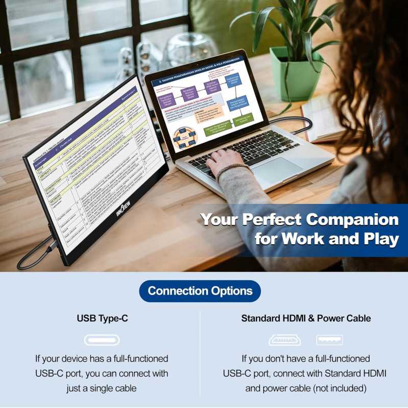 InnoView Écran Portable 15,6 1080P Ultra-Mince USB-C HDMI