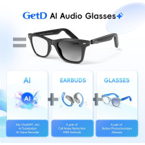 Lunettes Intelligentes GetD AI Unisexes – Traduction 145 Langues, Bluetooth, Verres Photochromiques, 11H Musique