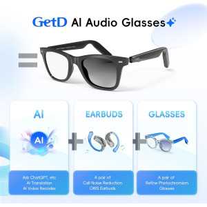 Lunettes Intelligentes GetD AI Unisexes – Traduction 145 Langues, Bluetooth, Verres Photochromiques, 11H Musique