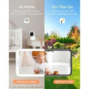 Moniteur Bébé ARENTI D3 - 2 Caméras 2K WiFi 6, Écran 5, Vision Nocturne, Détection Pleurs, App Smartphone