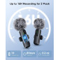 Microphone sans fil mini lavalier Bluetooth 2 en 1 pour iPhone, iPad, Android - 2 pièces, réduction de bruit Microphone sans fil mini lavalier Bluetooth 2 en 1 pour iPhone, iPad, Android - 2 pièces, réduction de bruit