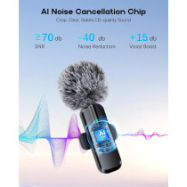 Wireless Mini Lavalier Microphone 2-Pack for iPhone & Android - Bluetooth Clip-On Mic