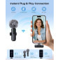 Wireless Mini Lavalier Microphones 2-Pack for iPhone, iPad, Android - Bluetooth Clip-on Lapel Mics with Noise Reduction for Reco Wireless Mini Lavalier Microphones 2-Pack for iPhone, iPad, Android - Bluetooth Clip-on Lapel Mics with Noise Reduction for Reco