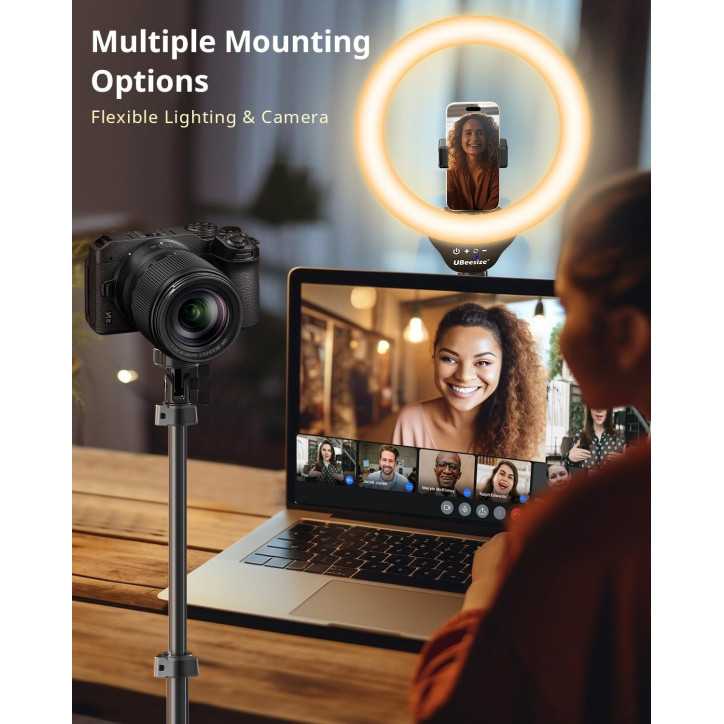 UBeesize 12 Selfie Ring Light with 62 Tripod Stand for Video, Live Streaming, Compatible with Phones & Cameras UBeesize 12 Selfie Ring Light with 62 Tripod Stand for Video, Live Streaming, Compatible with Phones & Cameras