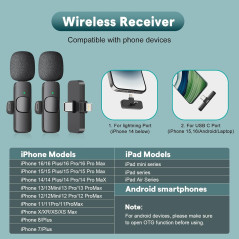 Microphone sans fil MAYBESTA Bluetooth Lavalier pour iPhone & Android - Clip pour YouTube, TikTok, Podcast