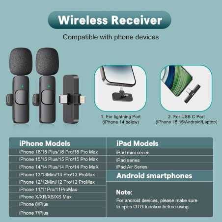 Microphone sans fil MAYBESTA Bluetooth Lavalier pour iPhone & Android - Clip pour YouTube, TikTok, Podcast