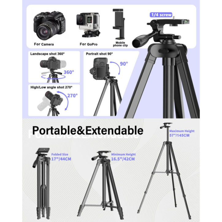 Kit de Vlogging pour iPhone/Android avec Microphone Sans Fil, Trépieds, Lumière RGB pour YouTube & TikTok