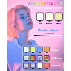 Kit Vlogging iPhone/Android avec Micro, Trépied et Lumière RGB