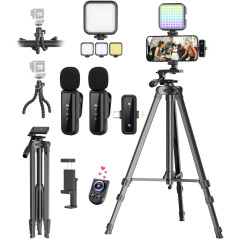 Kit Vlogging iPhone/Android avec Micro, Trépied et Lumière RGB