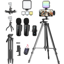 Complete Vlogging Kit for iPhone/Android with Mic, Tripod & RGB Light