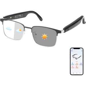 Lunettes Intelligentes AI, Traduction 160+ Langues, Photochromiques, Appels Audio/Video, Bluetooth Unisexe
