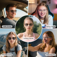 Smart Bluetooth Glasses for Men & Women – Touch, Anti-Blue Light, Photochromic