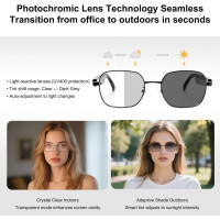 Lunettes Intelligentes Unisexes, Bluetooth, Anti-Lumière Bleue, Photochromiques et Polarisées avec Audio