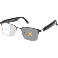Smart Bluetooth Glasses with Open-Ear Sound, Mic & Speakers, Color Changing, Polarized - Silver