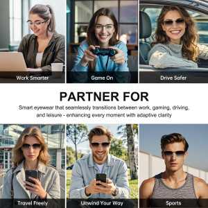 Smart Bluetooth Color-Changing Glasses with Mic, Speakers & Polarized Lenses