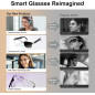 Lunettes Bluetooth Intelligentes Argentées, Audio Couleur, Micro, Appels Mains Libres, Sport & Conduite Lunettes Bluetooth Intelligentes Argentées, Audio Couleur, Micro, Appels Mains Libres, Sport & Conduite