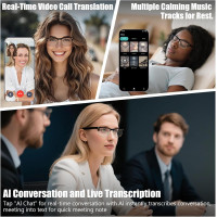 Lunettes Intelligentes AI – Traduction Instantanée 164 Langues, Bluetooth, Anti-Lumière Bleue, IPX5 Or