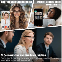Lunettes Intelligentes AI – Traduction Instantanée 164 Langues, Bluetooth, Anti-Lumière Bleue, IPX5 Or