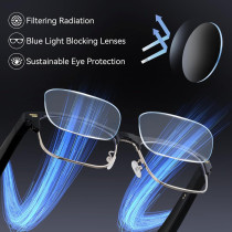 AI Smart Glasses Gold - 164 Languages, Bluetooth, Waterproof & Blue Light Blocking