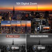 8K Video Camera 88MP UHD Vlogging Camcorder with WiFi & Night Vision