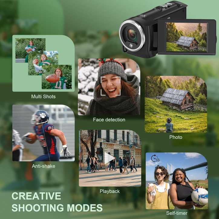 Caméra Vidéo 2.7K QHD 50MP Zoom 16X Webcam Vlogging Écran Rotatif 270° avec Carte 32G & 2 Batteries