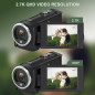 Caméra Vidéo 2.7K QHD 50MP Zoom 16X Webcam Vlogging Écran Rotatif 270° avec Carte 32G & 2 Batteries