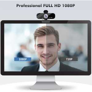 Gohero Full HD 1080P Webcam with Noise Cancellation, Privacy Cover, Wide-Angle Lens, Auto Light, USB Plug & Play
